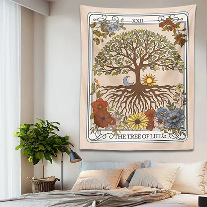 Decobites Tree of Life Tarot Tapestry Wall Hanging for Mystical Forest Vibes