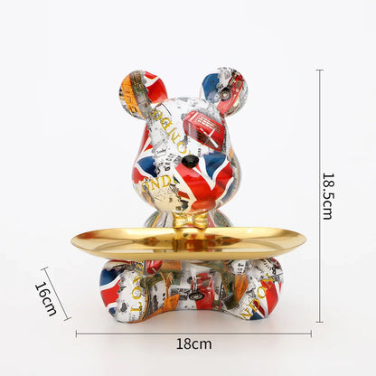 DecorBites™ Graffiti Bear Figurine Statue Key Shelf Decor - Modern Table Sculpture