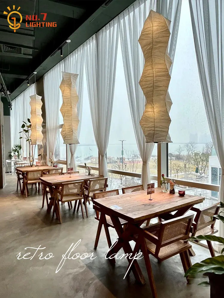 DecorBites™ مصباح أرضي من ورق الأرز Akari Noguchi LED E27: إضاءة داخلية فنية لغرفة المعيشة