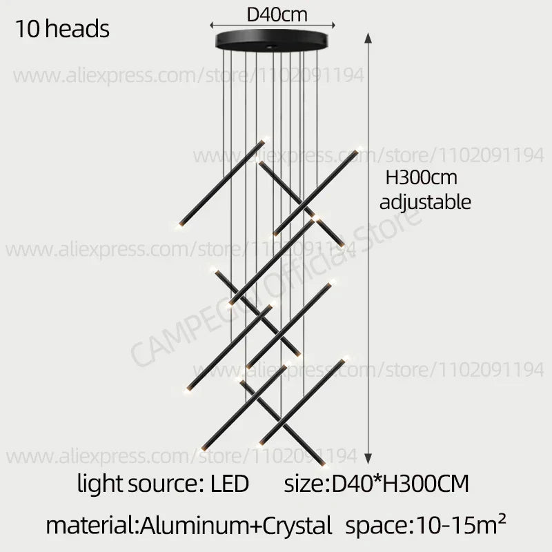 DecorBites™ LED Staircase Pendant Chandelier, Modern Nordic Restaurant Hanging Light