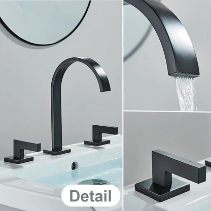 DecorBites™ Crystal Handle Gold Bathroom Basin Faucet Three Hole Mixer for Bathtub