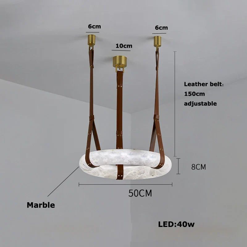 DecorBites™ Classic Ring Marble Chandelier Light Brown Pendant for Living Room Bedroom