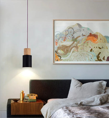 Minimalist Nordic Wood and Metal Single Pendant Light