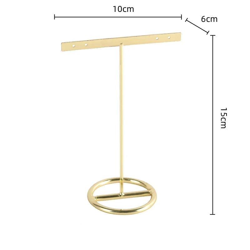 DecorBites™ Golden Geometric Jewelry Display Rack - Desktop Storage & Home Decoration