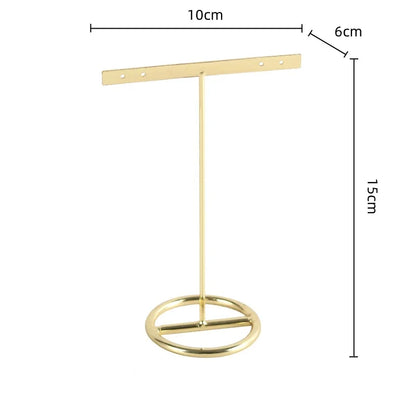 DecorBites™ Golden Geometric Jewelry Display Rack - Desktop Storage & Home Decoration