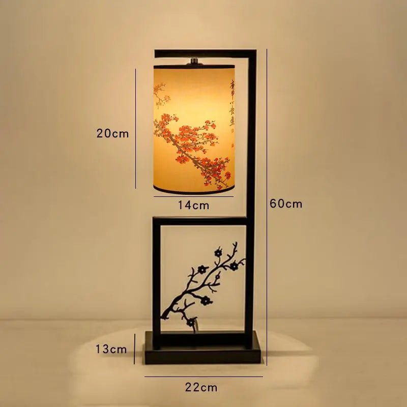 ديكوربايتس™ مصباح أرضي على الطراز الصيني بنقشة زهرة البرقوق القديمة - صورة مطبوعة إبداعية