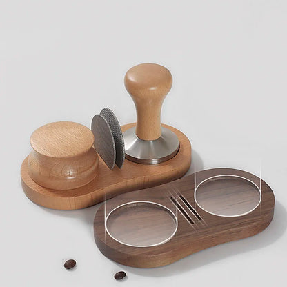 DecorBites™ Espresso Distributor Tamper with Stainless Steel Puck Screen & Tamping Station