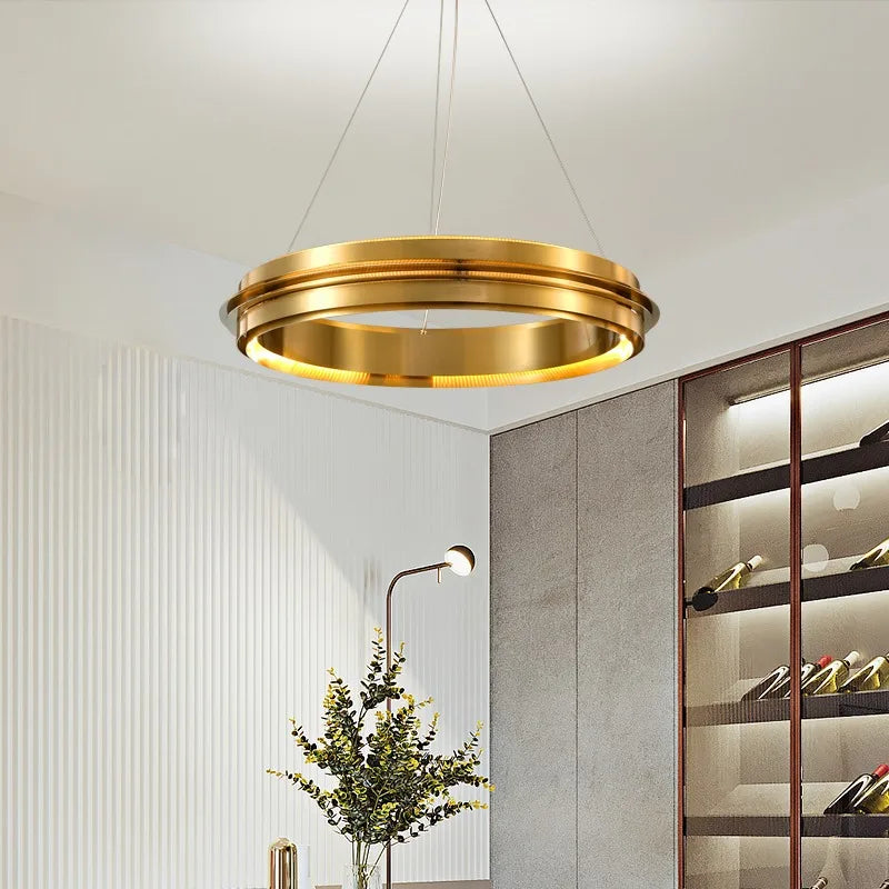 DecorBites™ Gold Ring Chandelier: Modern Italian Design for Stylish Living Spaces