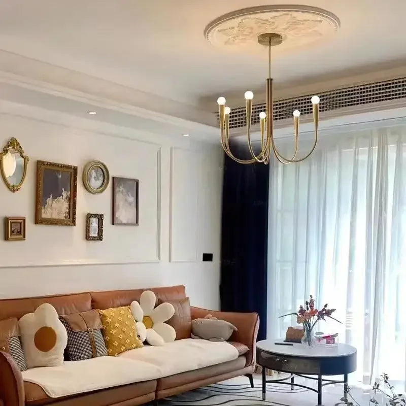 DecorBites™ Gold Metal Chandelier: Modern Nordic LED Lighting for Living Room, Kitchen, Dining Room