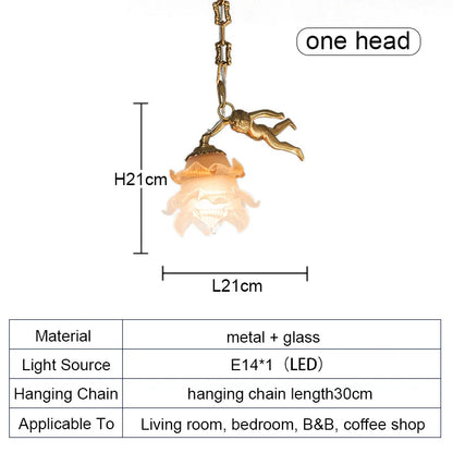 DecorBites™ Brass Angel Chandelier: Luxury Burnishing Pendant Lights for Living Room