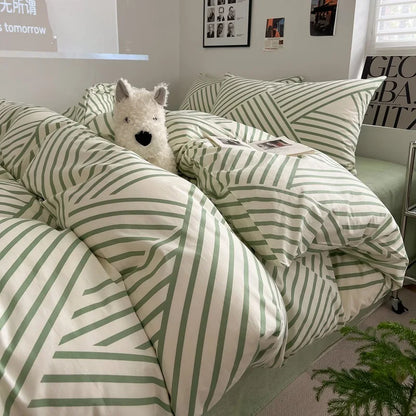 Juego de cama DecorBites™ de algodón con estampado de cuadrícula para camas individuales y dobles