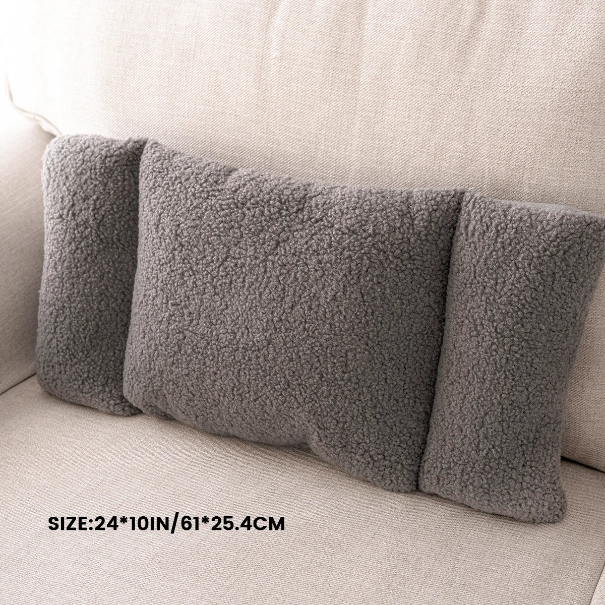 Decobites Fleece Lumbar Support Pillow for Office Chair, 3 Section Back Pillow