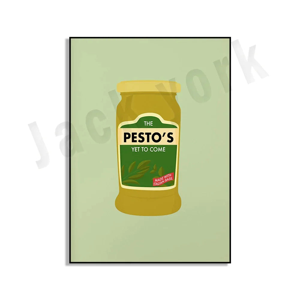 ملصق فني طعام من DecorBites™ Blue Cool Beans Pesto Pasta Soy Pun