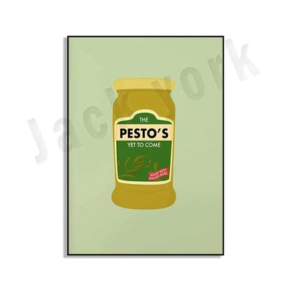 ملصق فني طعام من DecorBites™ Blue Cool Beans Pesto Pasta Soy Pun