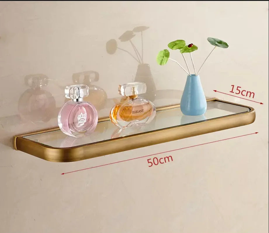 DecorBites™ Antique Bronze Bathroom Accessory Set: Shelf, Towel Rack, Holder, Brush, Hanger, Hook