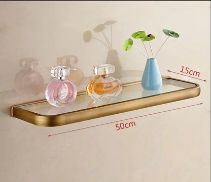 DecorBites™ Antique Bronze Bathroom Accessory Set: Shelf, Towel Rack, Holder, Brush, Hanger, Hook