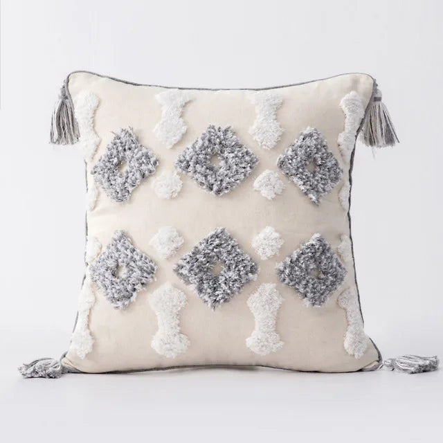 DecorBites™ Boho Morocco Tufted Tassel Cushion Cover for Modern Home Decor