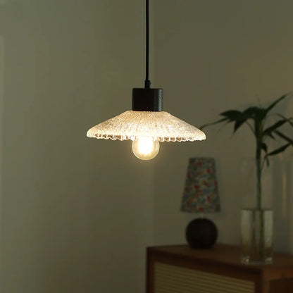 DecorBites™ Japan Style Wood LED Pendant Light Fixture Clear Glass Adjustable Hanging Lamp