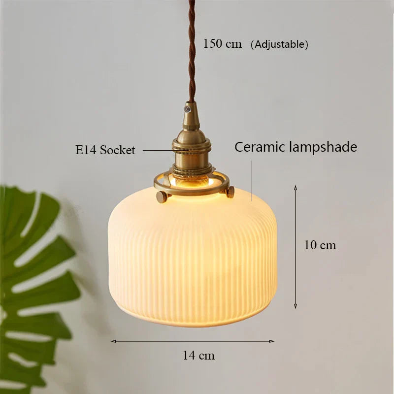 Decorbites™ Lámpara de techo de cerámica japonesa para iluminación de cocina y comedor, lujosa lámpara de techo LED