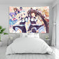 Decobites Nekoparas Wall Tapestry: Kawaii Pink Room Banner for Girls' Dormitory