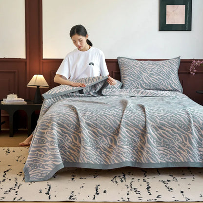 بطانية منشفة قطنية ثلاثية الطبقات مع وسادة من DecorBites™ - لحاف صيفي رائع