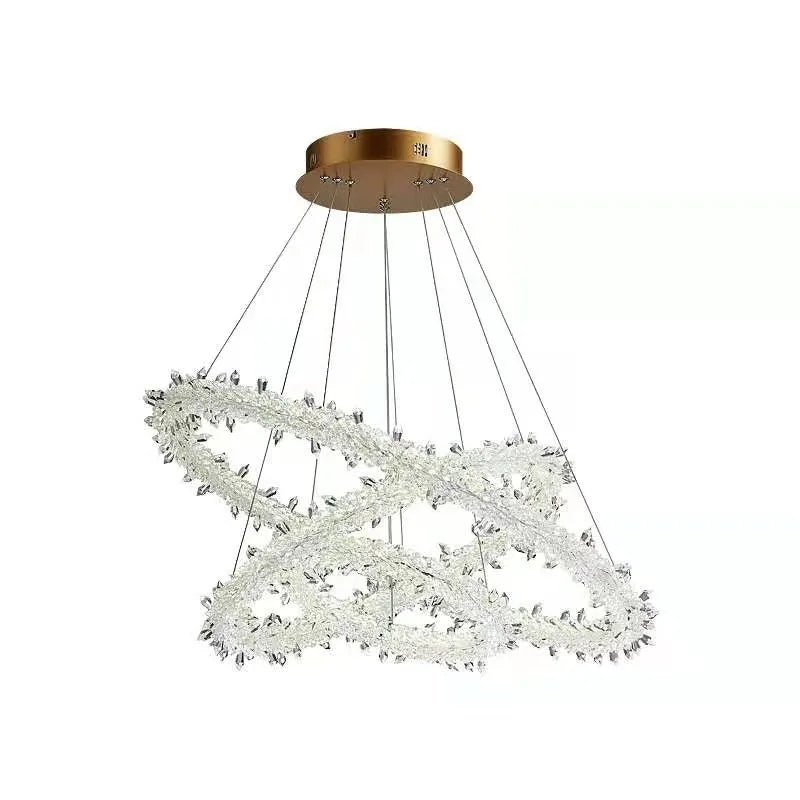 DecorBites™ LED Glass Crystal Chandelier White Lustre Pendant Light for Home Decor