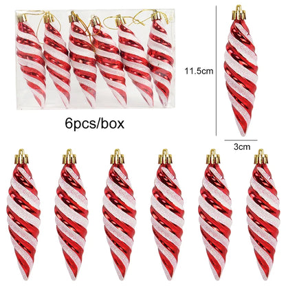 6pcs/box Christmas Candy Pendant Xmas Tree Hanging Ornaments Christmas Decorations For Home 2023 Navidad Noel New Year Kids Gift