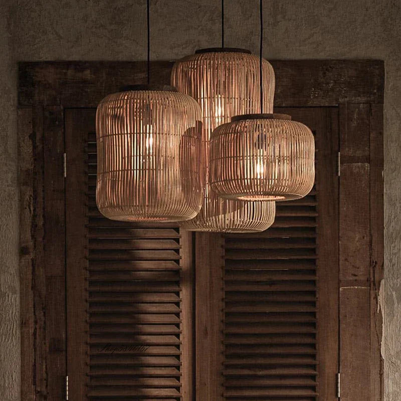 Decorbites™ Japanische Rattan-Hängeleuchte: Vintage Wabi-sabi-Beleuchtung für Wohn- und Esszimmer