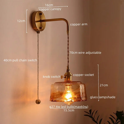 Decorbites™ Glas-Kupfer-LED-Wandleuchte im Vintage-Stil für Schlafzimmer, Esszimmer und Spiegellicht