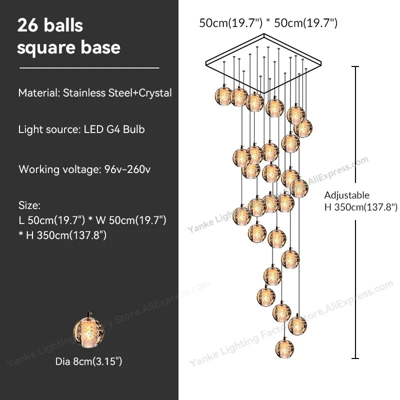 DecorBites™ Crystal Bubble Ball Pendant Light for Home Decor and Hospitality Spaces