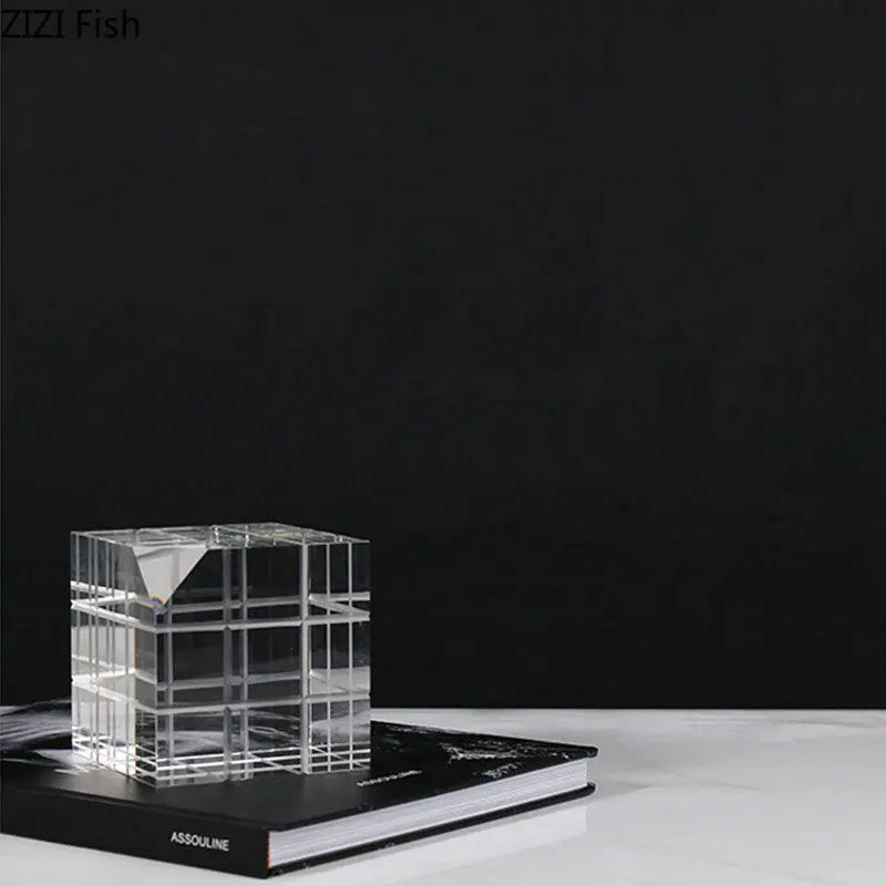 DecorBites™ Cubo Mágico de Cristal Adorno de Escritorio Escultura Artesanías Decorativas