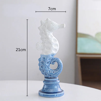 DecorBites™ Cartoon Seahorse Ceramic Statue for Home Decoration