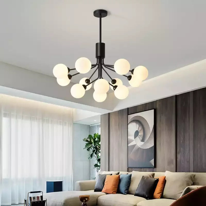 Lámpara de araña de bola de vidrio dorado Decorbites™: Iluminación LED de lujo para comedor, cocina, café
