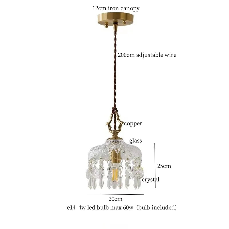 Lámparas colgantes DecorBites™ de cobre con LED y cristal para dormitorio, sala de estar y comedor.