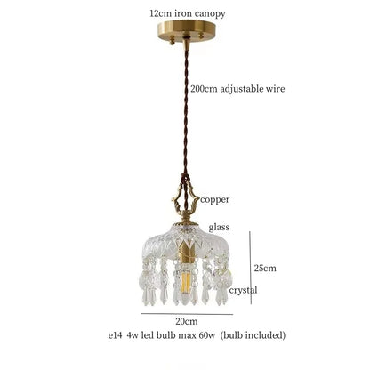 Lámparas colgantes DecorBites™ de cobre con LED y cristal para dormitorio, sala de estar y comedor.