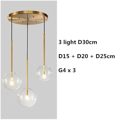 DecorBites™ Clear Glass Globe LED Pendant Chandelier for Dining Room and Living Room