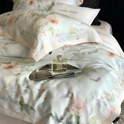 Decobites Rose Flower Print Bedding Set, Soft & Breathable, Duvet Cover, Bed Sheet, Pillowcases