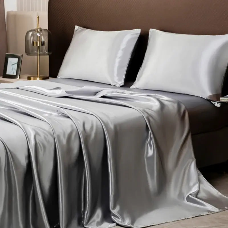 Opulent Solid Color Satin Bedding Set