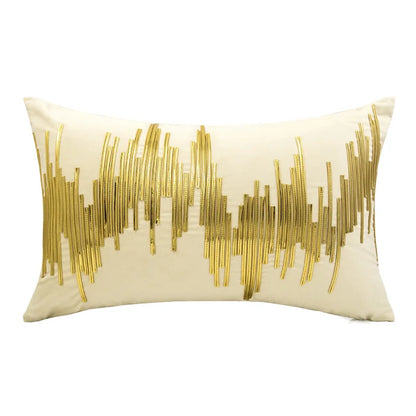DecorBites™ Luxe Metallic Stripes Velvet Cushion Cover: Midcentury Modern Throw Pillow Case