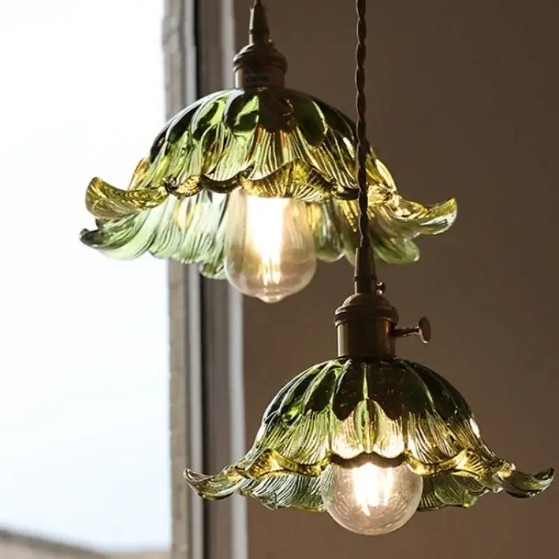 DecorBites™ Nordic LED Pendant Light Green Glass Hanging Fixture