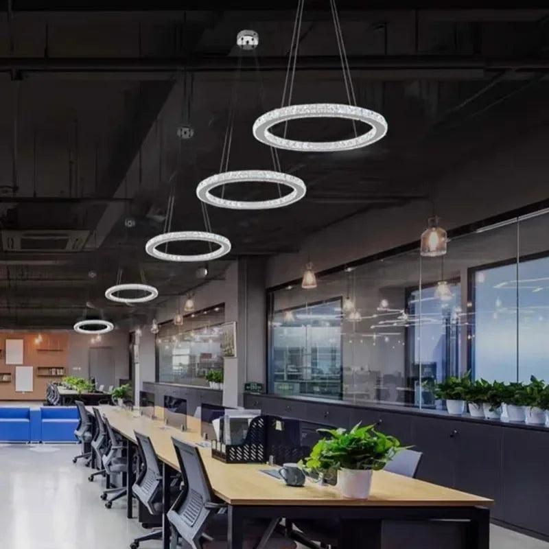 DecorBites™ Crystal Ring Ceiling Chandelier Modern Circle Pendent Lamp LED Hanging Light Fixtures
