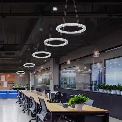 DecorBites™ Crystal Ring Ceiling Chandelier Modern Circle Pendent Lamp LED Hanging Light Fixtures
