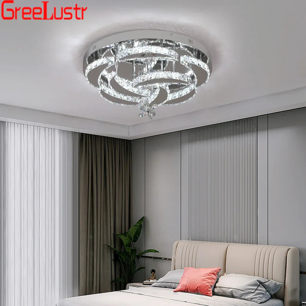 DecorBites™ Crystal Raindrop Flowers Remote LED Chandelier Ceiling Light for Living Room