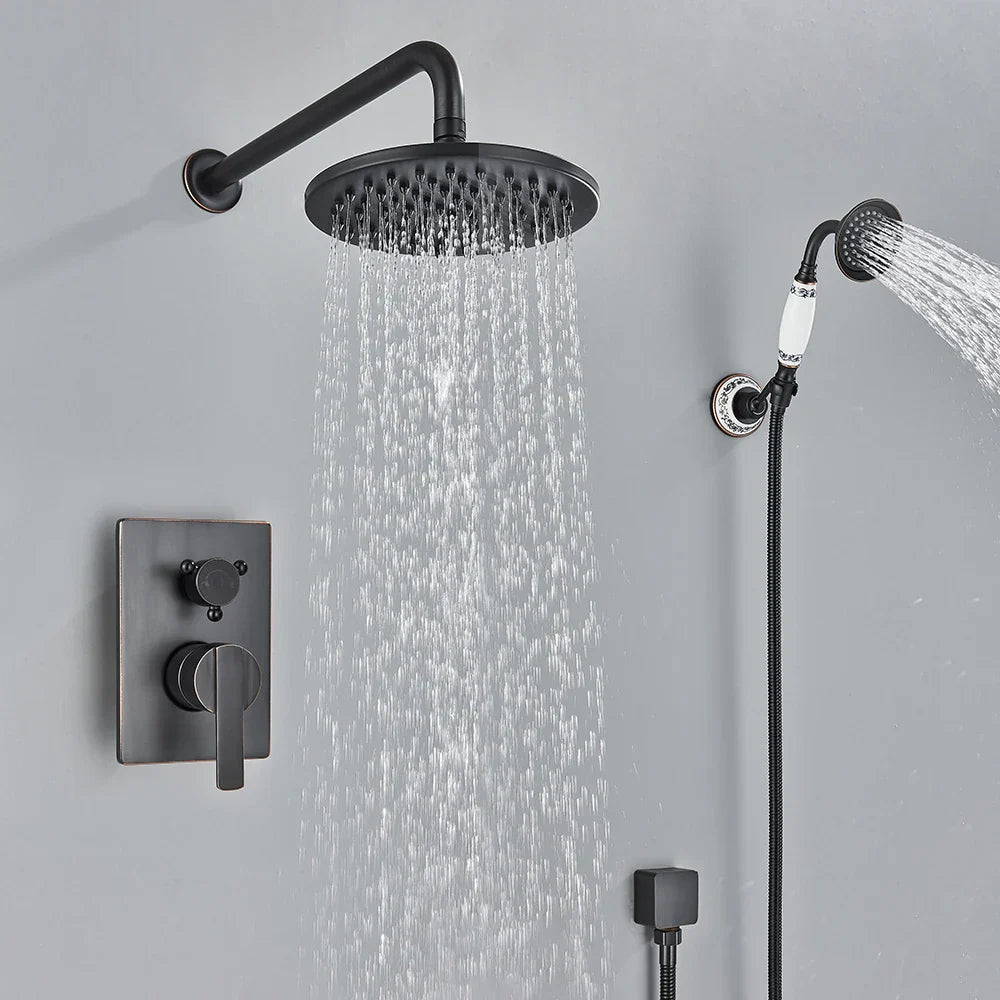 DecorBites™ Brass 8" Rainfall Shower Faucet Set Wall Mounted Mixer System for Bath