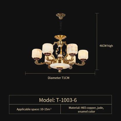 DecorBites™ Jade Zinc Alloy Chandelier for Living Room, Restaurant, Hall - Elegant Chinese Design