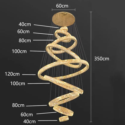 DecorBites™ Crystal Chandelier Stair Pendant Lamp Living Room Lighting Modern Interior Decor