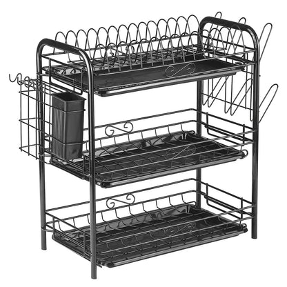 DecorBites™ 3-Tier Kitchen Drying Rack & Dish Organizer Shelf with Drain Board