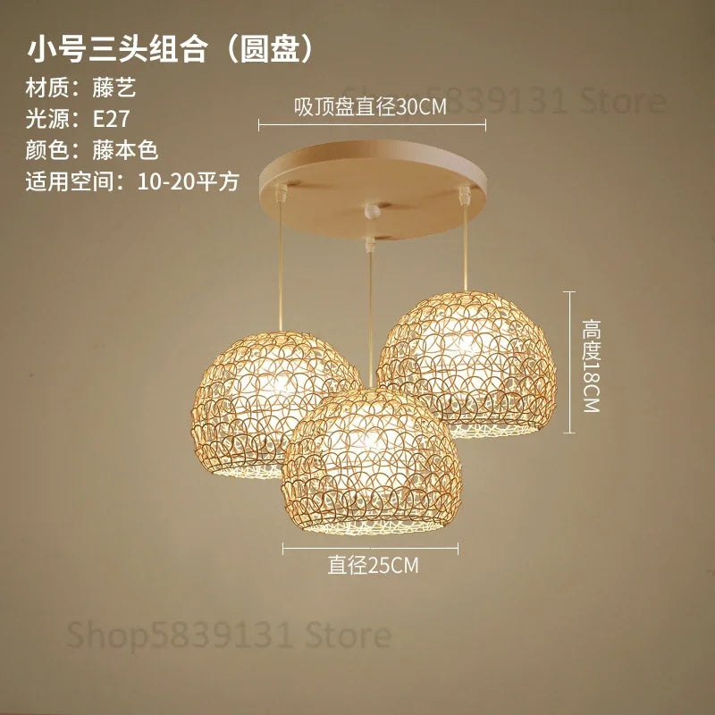DecorBites™ Hand Woven Rattan Pendant Lights Chandelier Bamboo Modern Living Room Decor