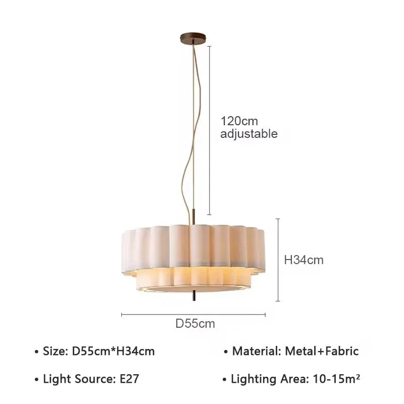 Wabi-Sabi White Fabric Pendant Light