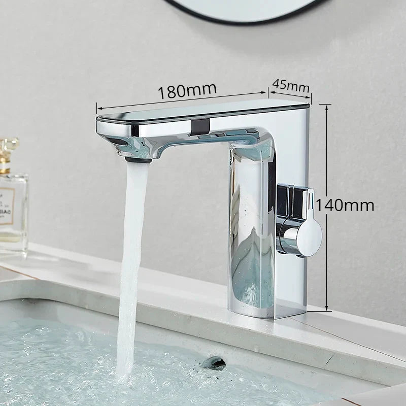 Decorbites™ LCD-Sensor-Waschbeckenarmatur Heiß-Kalt-Wasser-Mischbatterie Berührungsloser Waschtischhahn